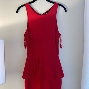 BCBG Red peplum bandaged dress